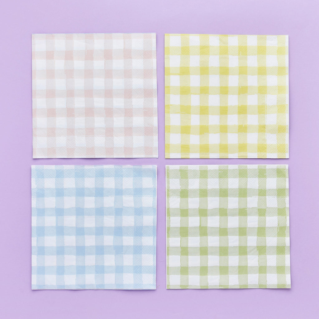 Pastel Gingham Party Napkins x 16 Paper Napkins Pastel Gingham Party Napkins x 16