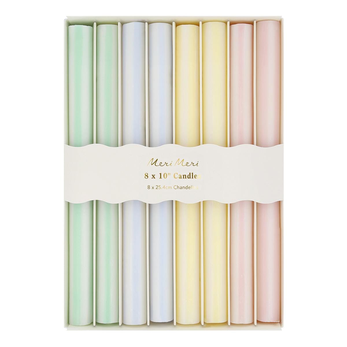 Pastel Striped Table Candles x 8 | Meri Meri Candle Pastel Striped Table Candles x 8