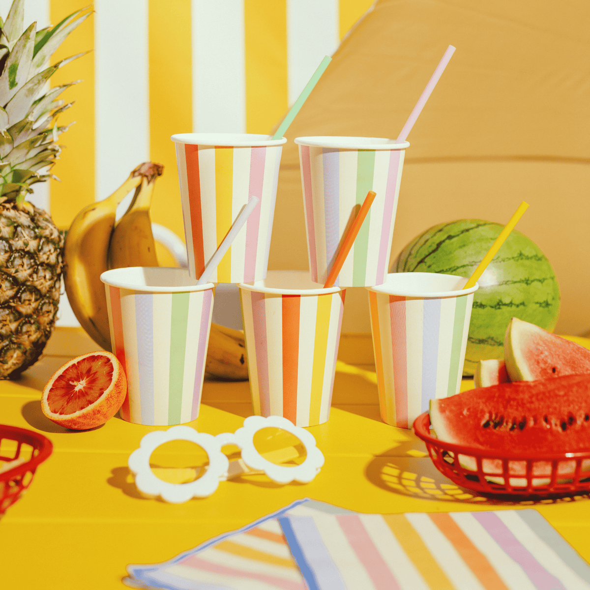 Pastel Stripes Napkins x 20 - Summer Party Supplies Paper Napkins Pastel Stripes Napkins x 20