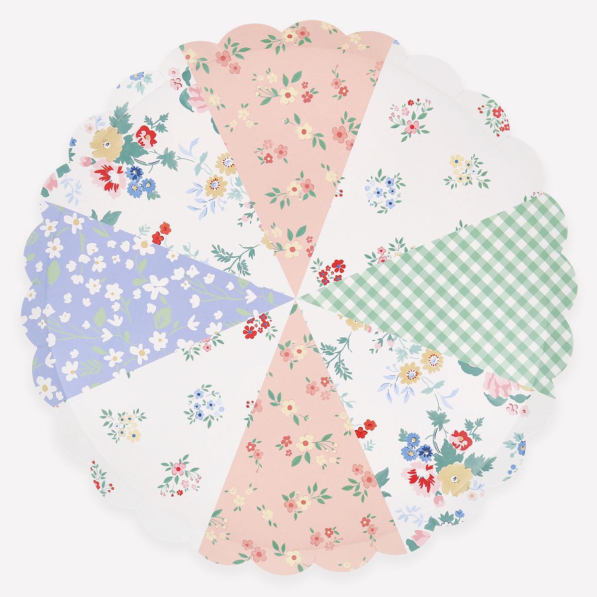 Patchwork Dinner Party Plates x 8 | Meri Meri party plates Patchwork Dinner Party Plates x 8