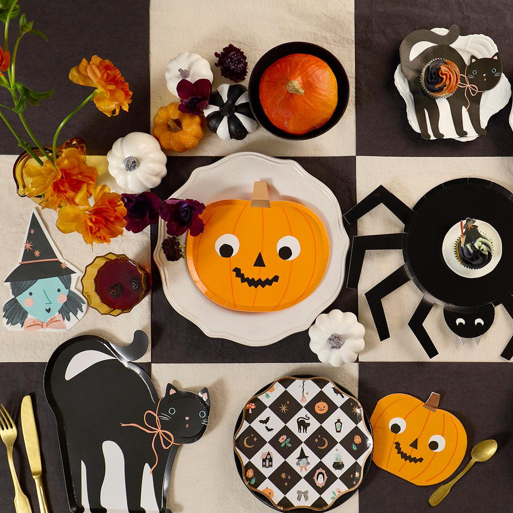 Patchwork Halloween Side Party Plates x 8 | Meri Meri party plates Patchwork Halloween Side Party Plates x 8