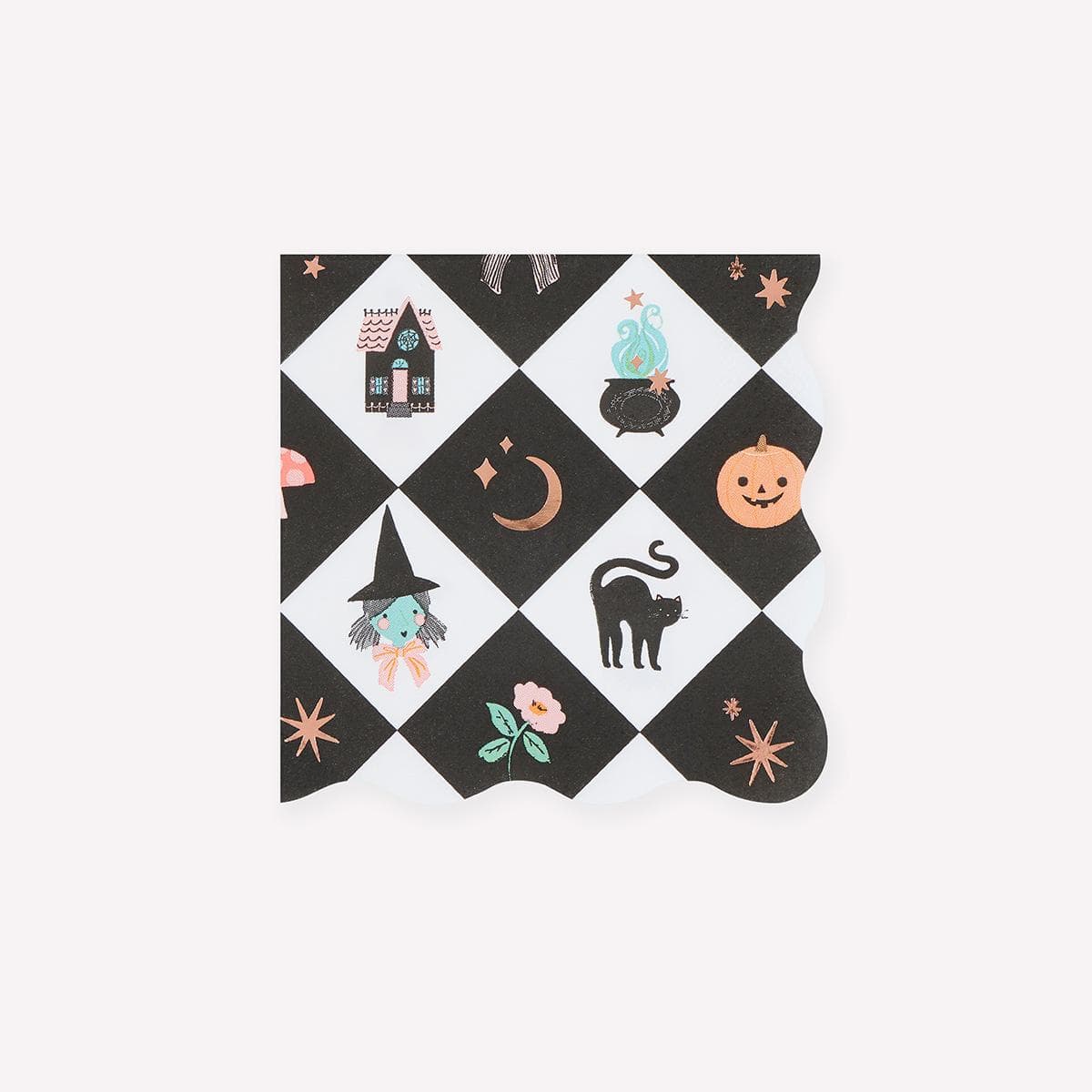 Patchwork Halloween Small Party Napkins x 16 | Meri Meri party napkins Patchwork Halloween Small Party Napkins x 16