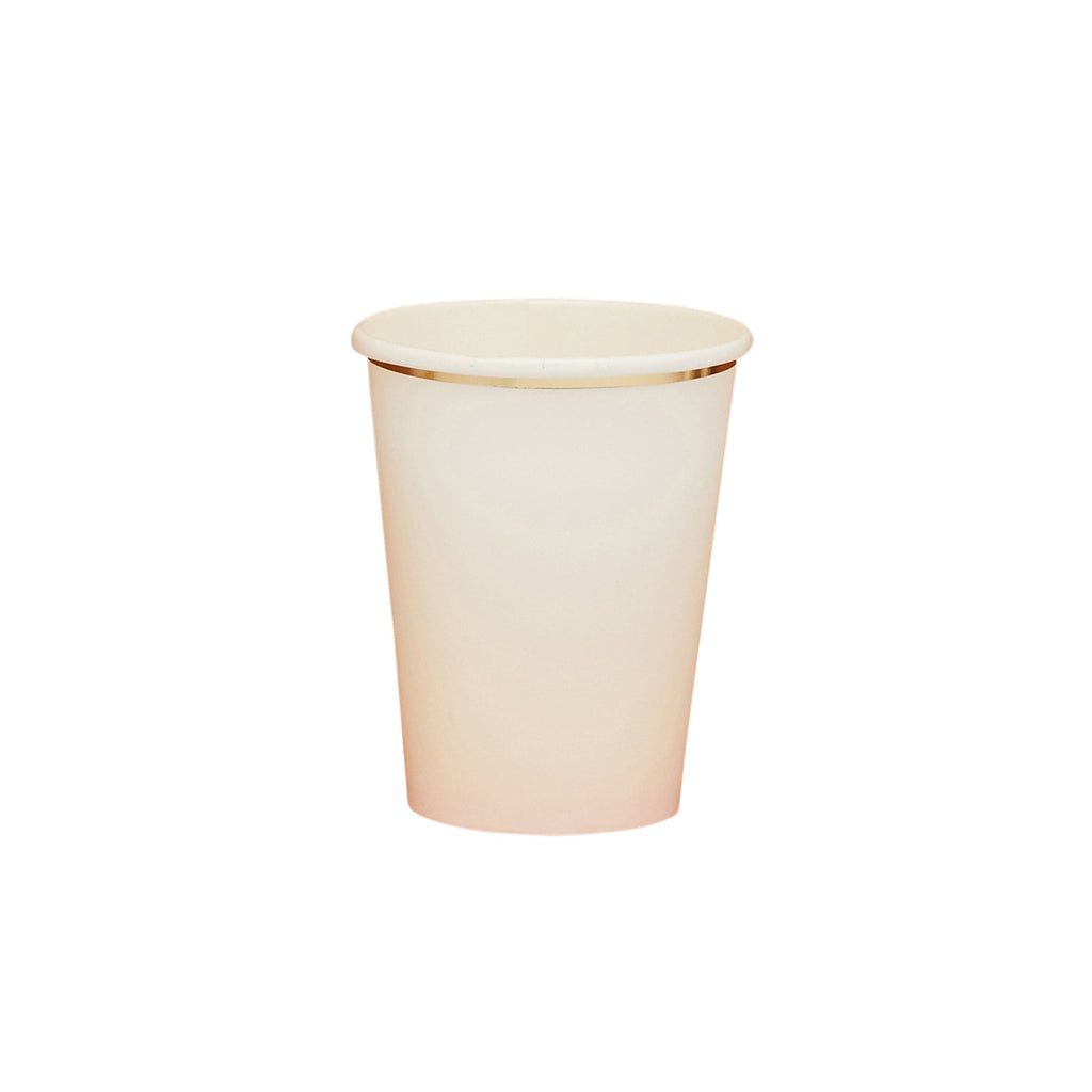 Peach & Gold Ombre Paper Party Cups x 8 - Peach Party Supplies Disposable Cups Peach & Gold Ombre Party Cups x 8