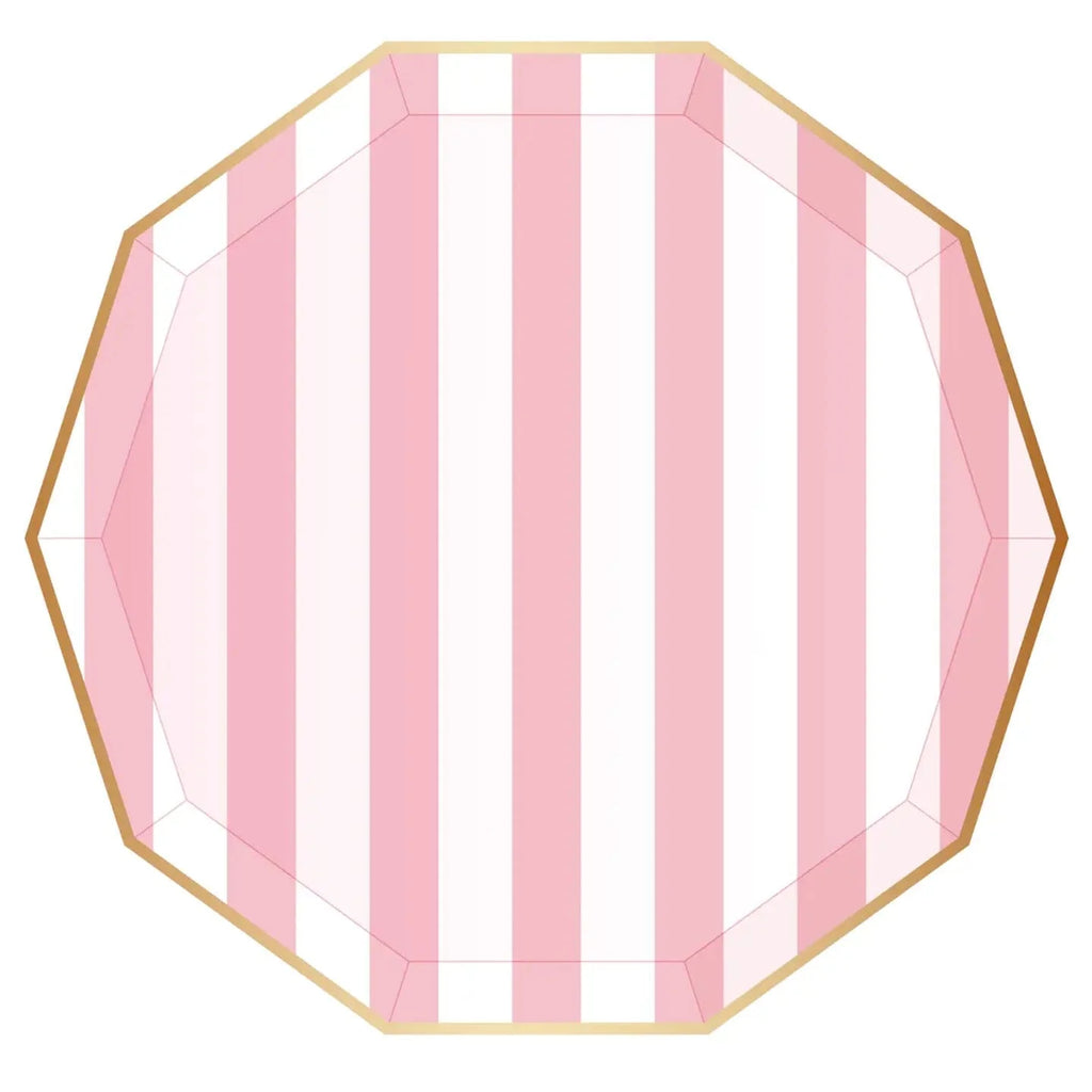 Petal Pink Cabana Stripe Party Plates x 8 - Bonjour Fête Party Paper Plate Petal Pink Cabana Stripe Party Plates x 8
