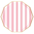 Petal Pink Cabana Stripe Party Plates x 8 - Bonjour Fête Party Paper Plate Petal Pink Cabana Stripe Party Plates x 8