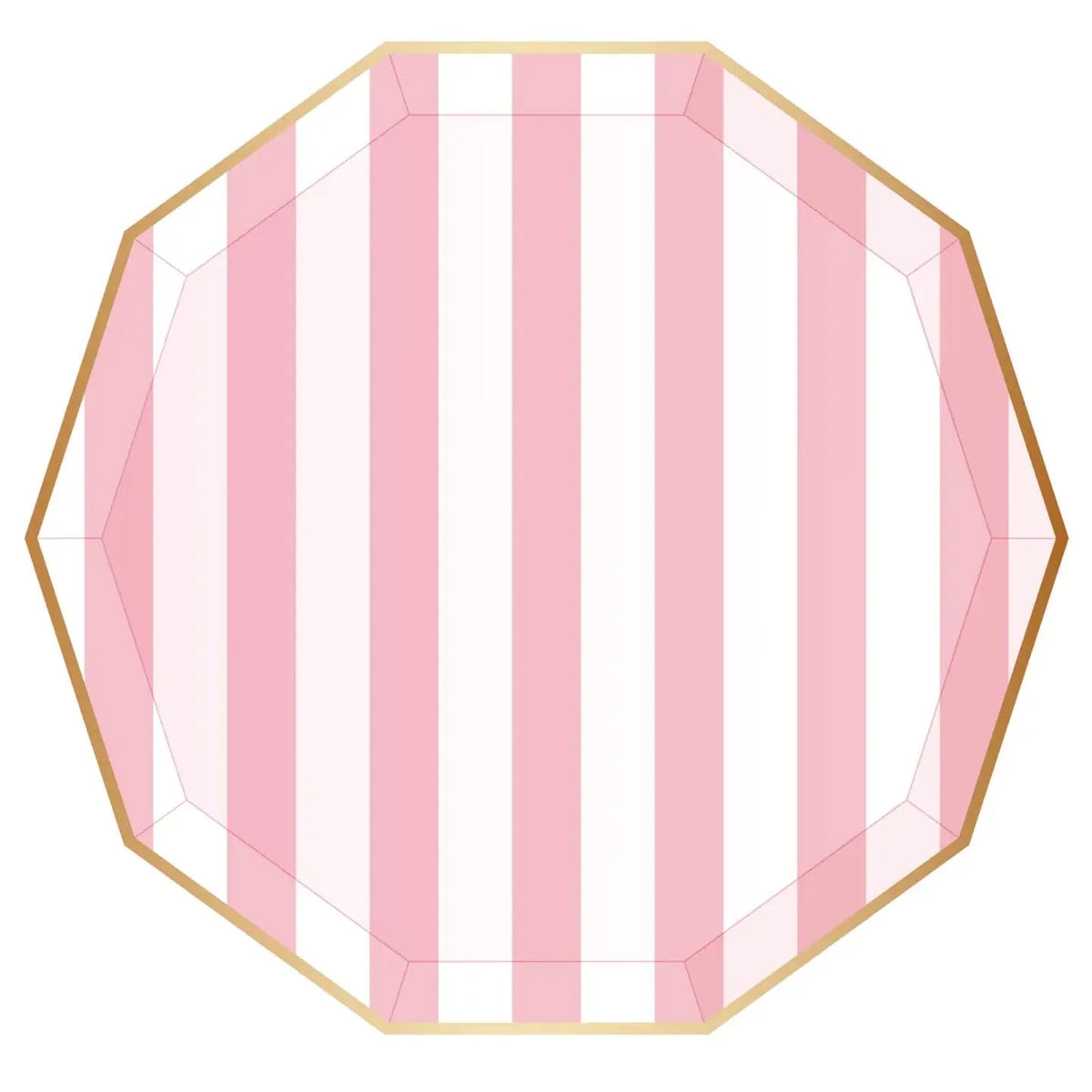 Petal Pink Cabana Stripe Party Plates x 8 - Bonjour Fête Party Paper Plate Petal Pink Cabana Stripe Party Plates x 8