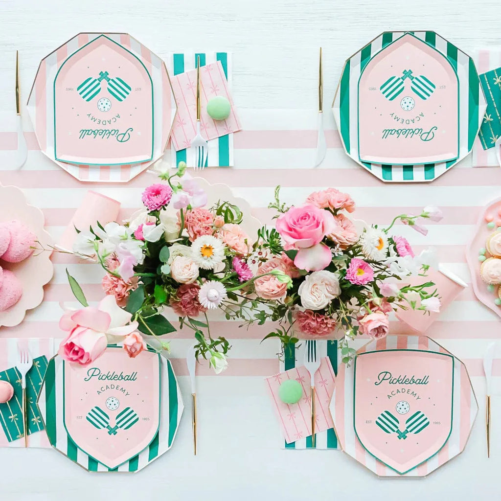 Petal Pink Cabana Stripe Party Plates x 8 - Bonjour Fête Party Paper Plate Petal Pink Cabana Stripe Party Plates x 8