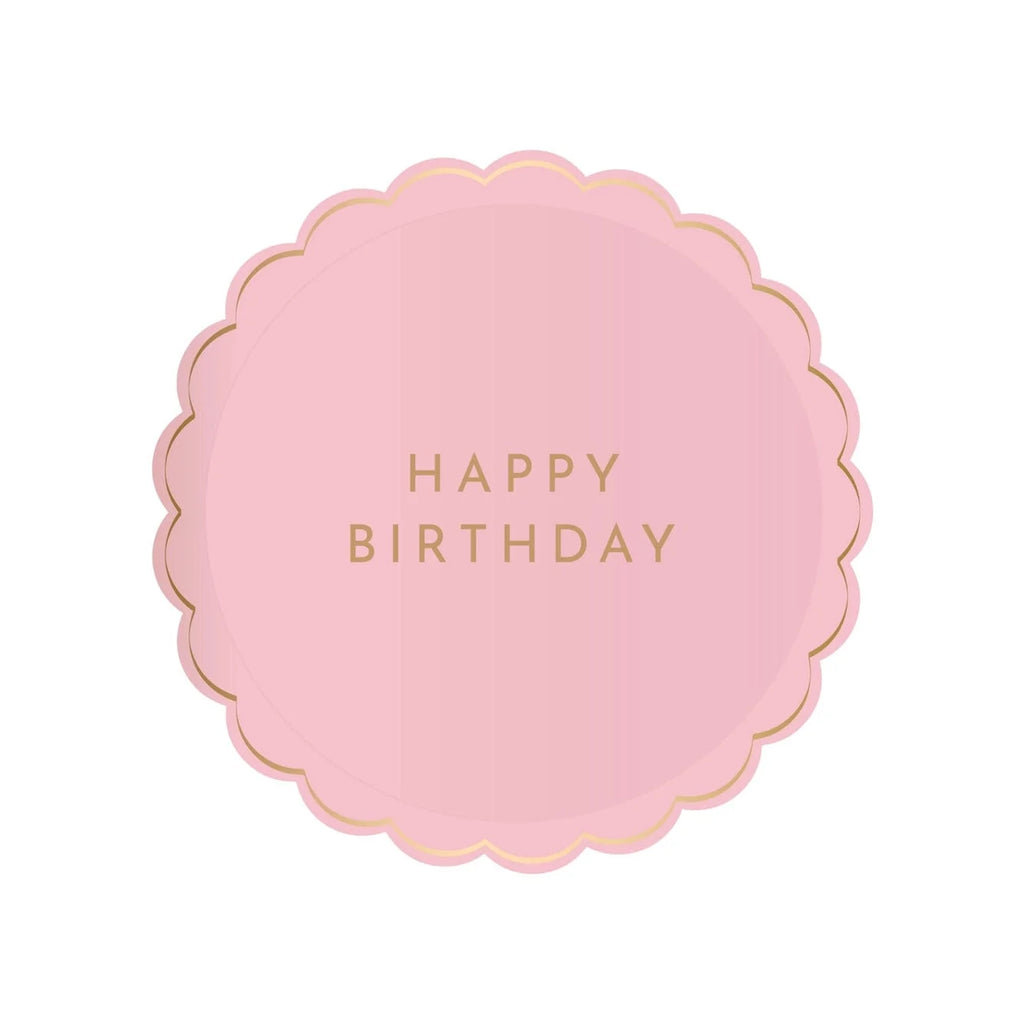 Petal Pink Signature Happy Birthday Small Plates x 8 - Bonjour Fete UK Party Supplies Disposable Plates Petal Pink Signature Happy Birthday Small Plates x 8