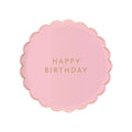 Petal Pink Signature Happy Birthday Small Plates x 8 - Bonjour Fete UK Party Supplies Disposable Plates Petal Pink Signature Happy Birthday Small Plates x 8