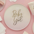 Pink 'Baby Girl' Paper Plates x 8 - Baby Shower Supplies Disposable Plates Pink 'Baby Girl' Paper Plates x 8