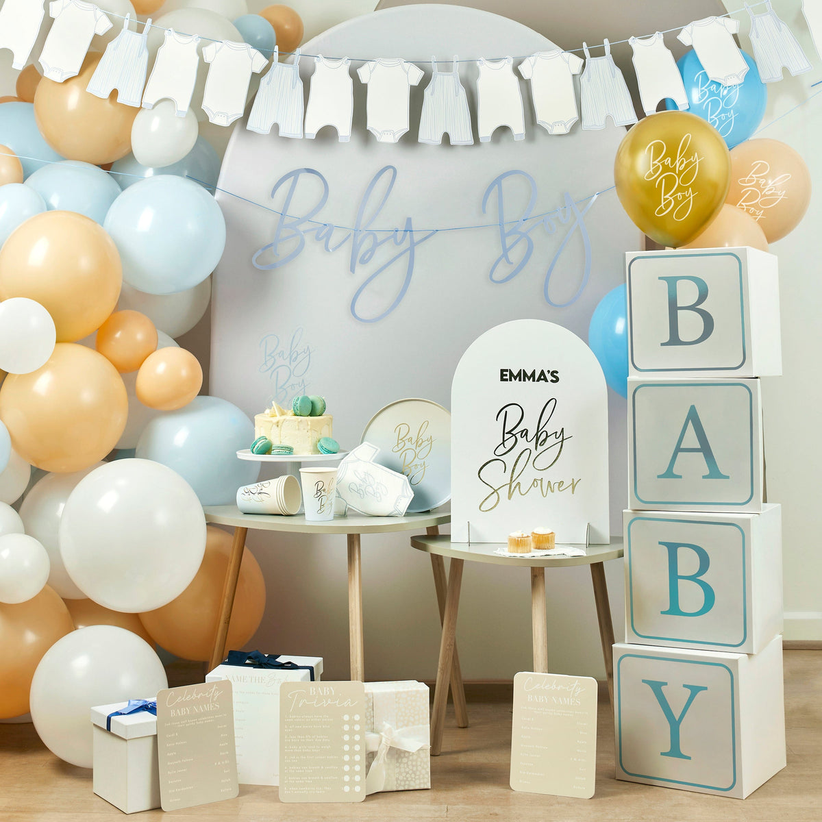 Pink Blue Grow Card Garland - 2.5m - Baby Shower Supplies Bunting Blue Baby Grow Garland - 2.5m