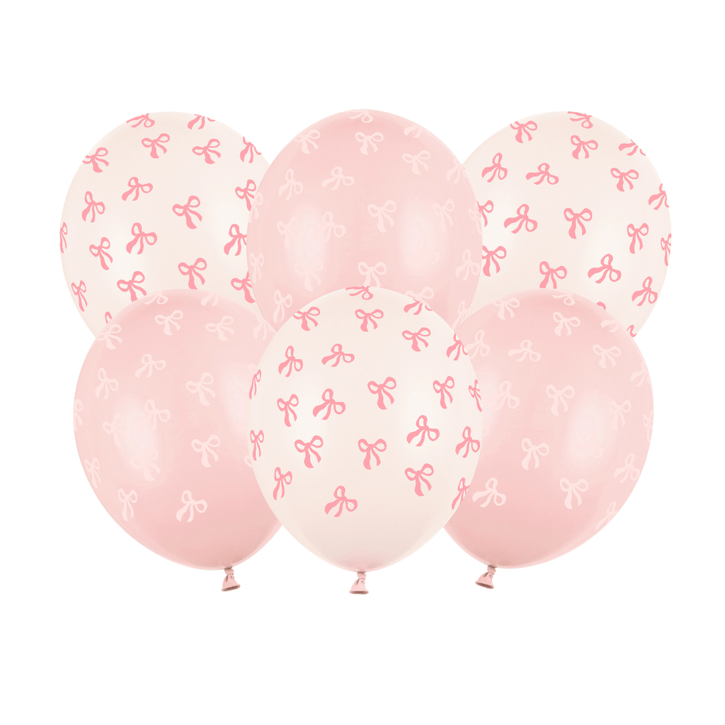 Pink Bow Latex Balloons x 6 - Pink Bow Party Decorations Balloons Pink Bow Latex Balloons x 6