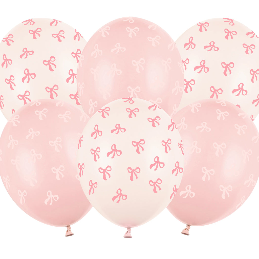 Pink Bow Latex Balloons x 6 - Pink Bow Party Decorations Balloons Pink Bow Latex Balloons x 6