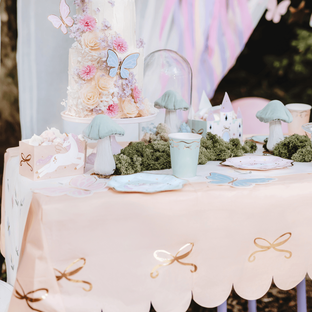 Pink Bow Paper Party Tablecloth table cover Pink Bow Party Paper Tablecloth
