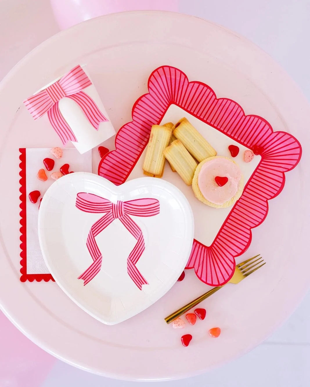 Pink Bow Party Cups x 8 -  Bow Party Supplies Paper Cup Pink Bow Party Cups x 8