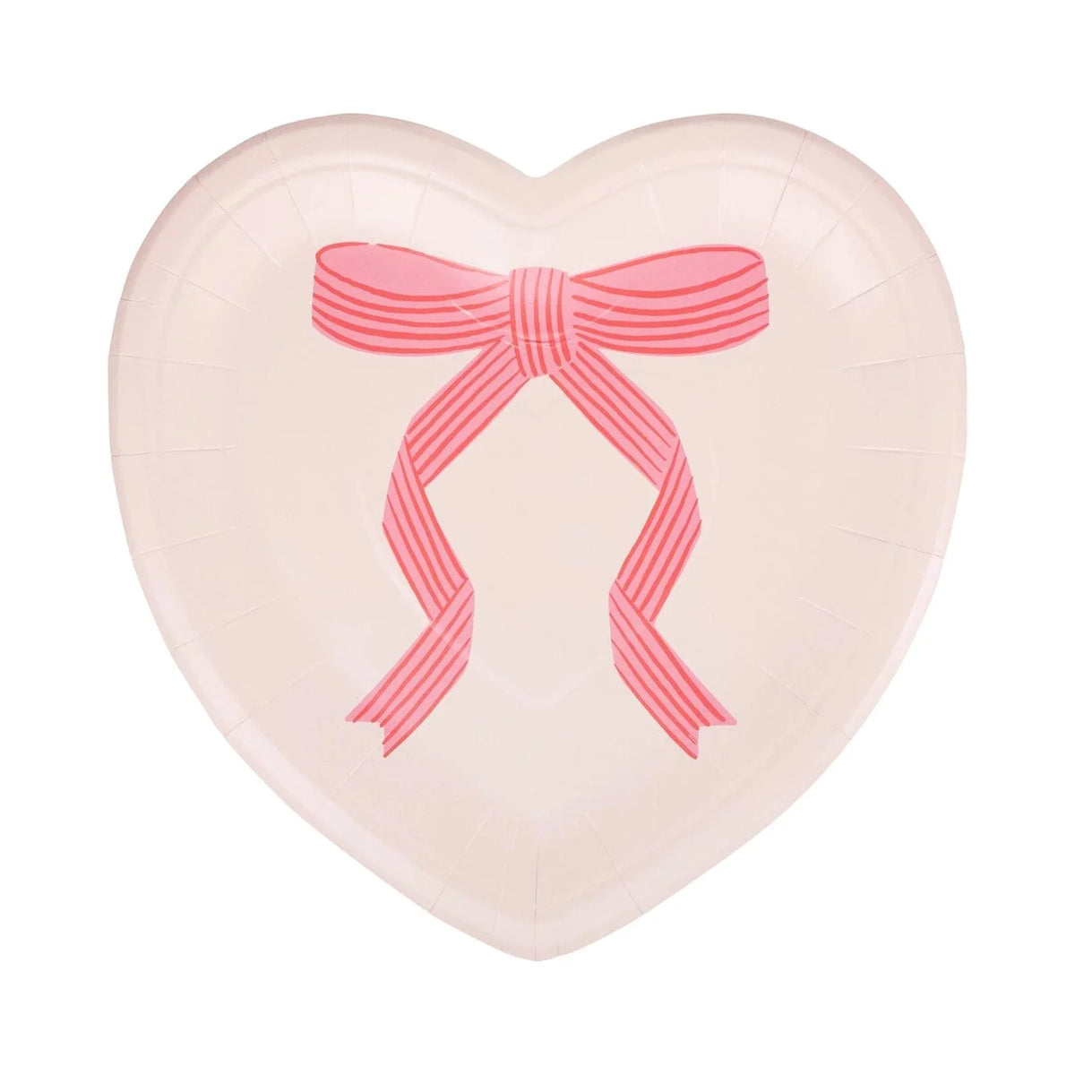 Pink Bow Party Heart Plates x 8 -  Bow Party Supplies Disposable Plates Pink Bow Party Heart Plates x 8