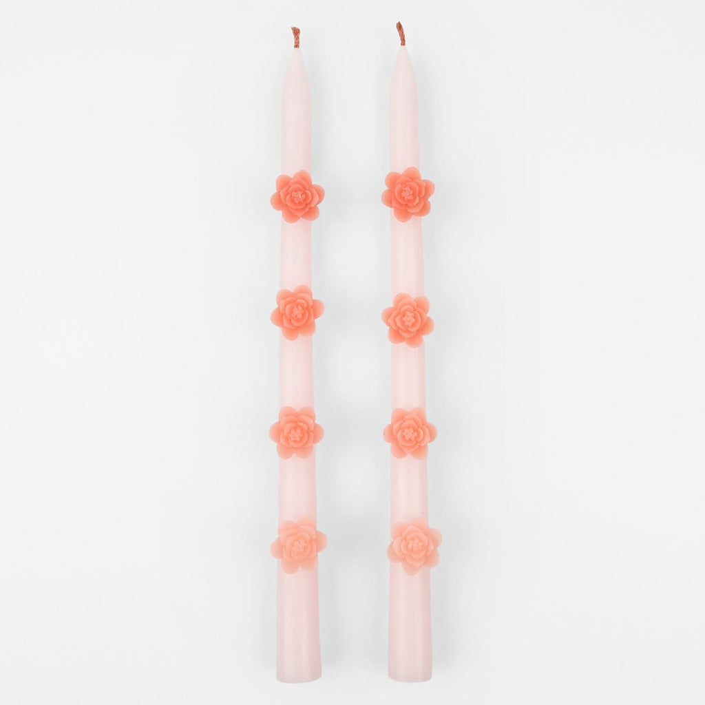 Pink Flower Taper Candles x 2 | Meri Meri Candle Pink Flower Taper Candles x 2