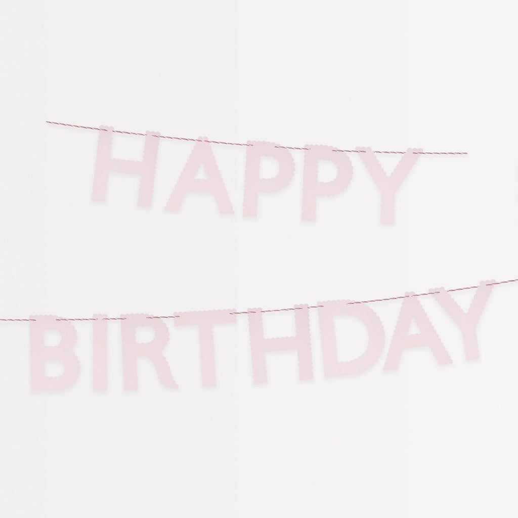 Pink Happy Birthday Party Garland | Meri Meri Bunting Pink Happy Birthday Party Garland
