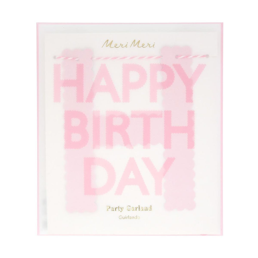 Pink Happy Birthday Party Garland | Meri Meri Bunting Pink Happy Birthday Party Garland
