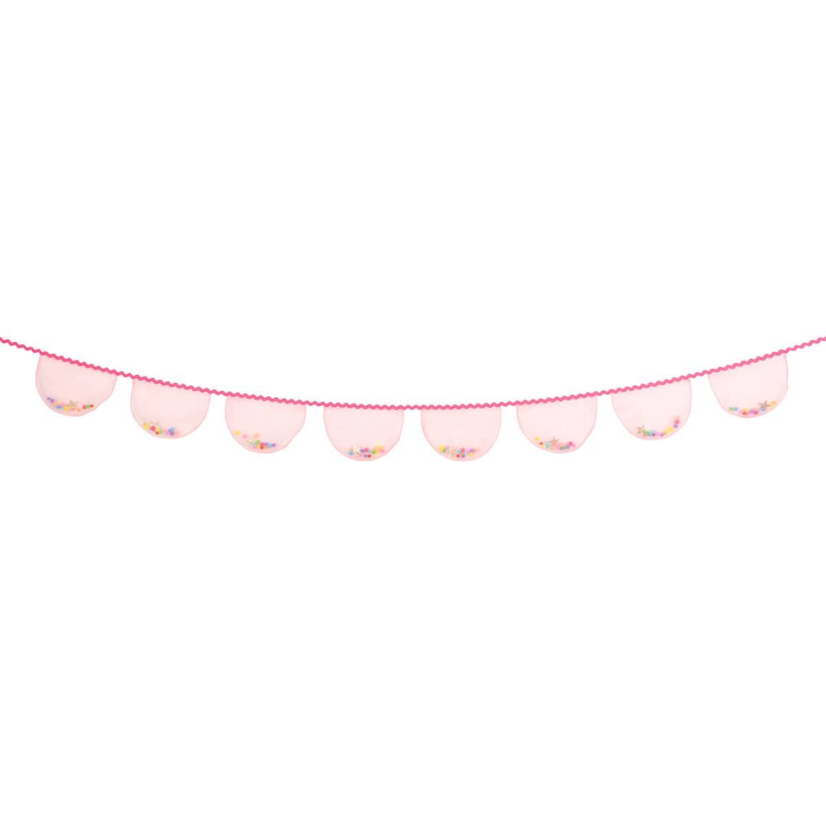 Pink Organza Pompom Party Garland | Meri Meri Bunting Pink Organza Pompom Party Garland