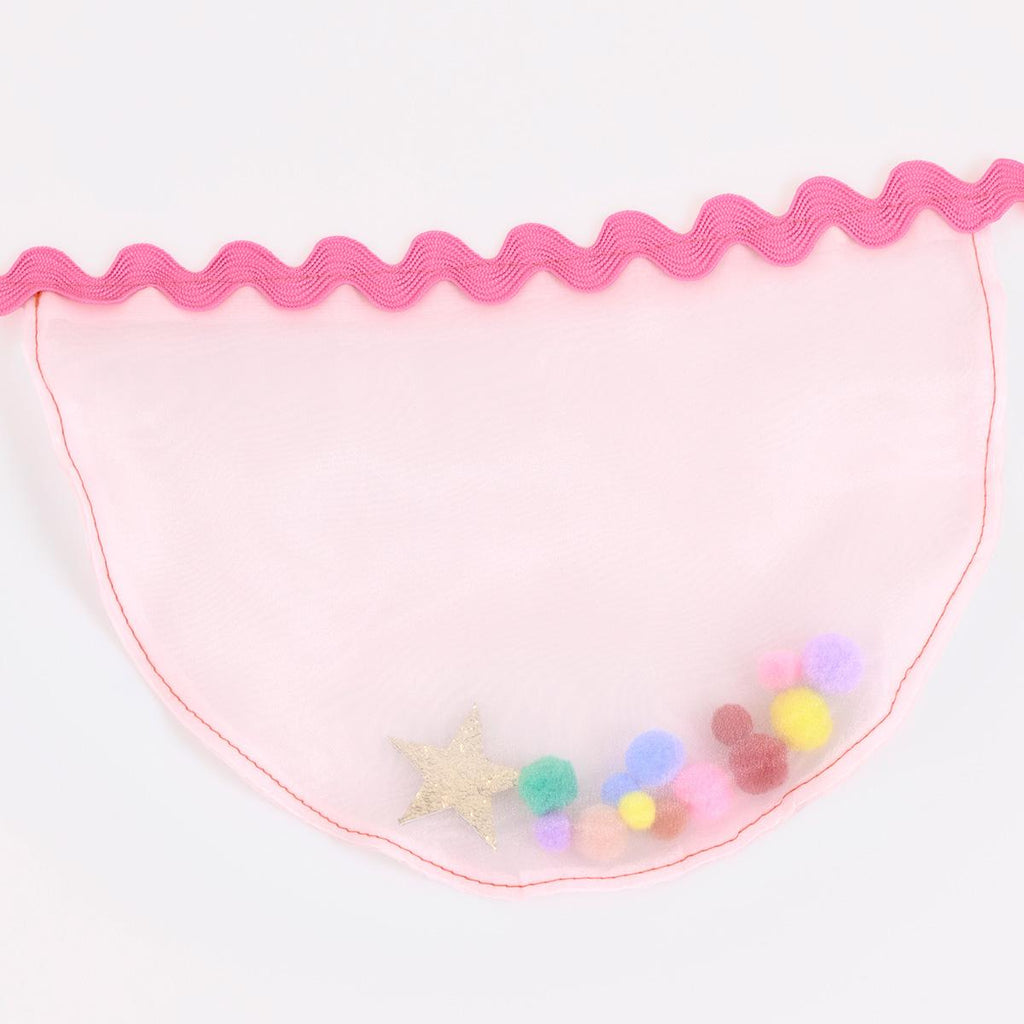 Pink Organza Pompom Party Garland | Meri Meri Bunting Pink Organza Pompom Party Garland