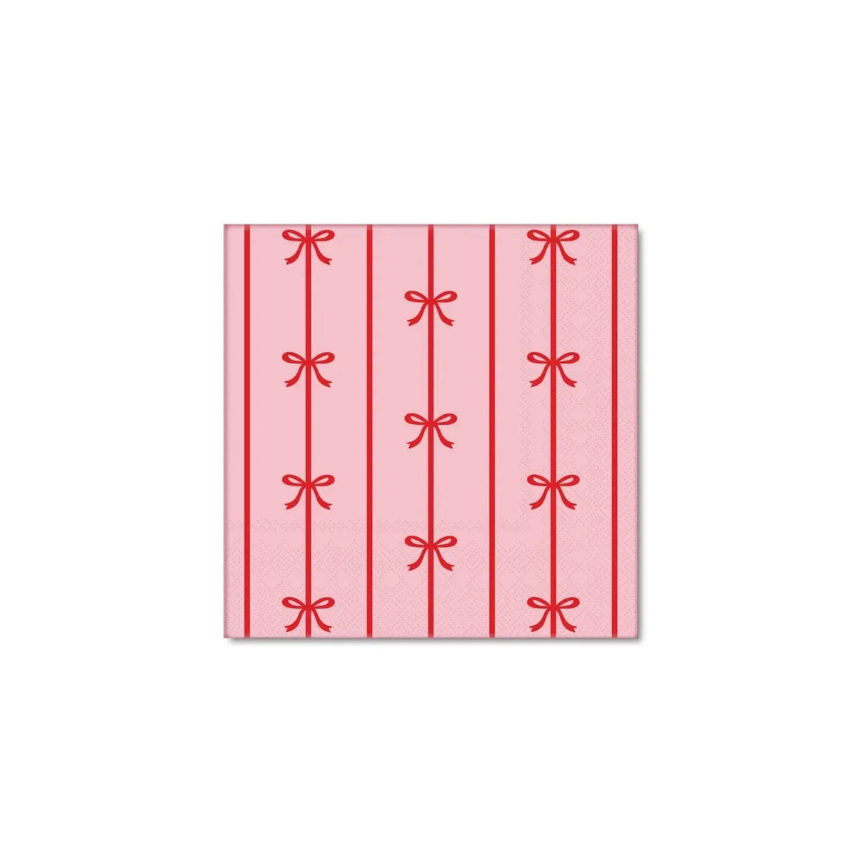 Pink & Red Signature Bow Small Party Napkins x 20 - Bow Party Bonjour Fête Paper Napkins Pink & Red Signature Bow Small Party Napkins x 20