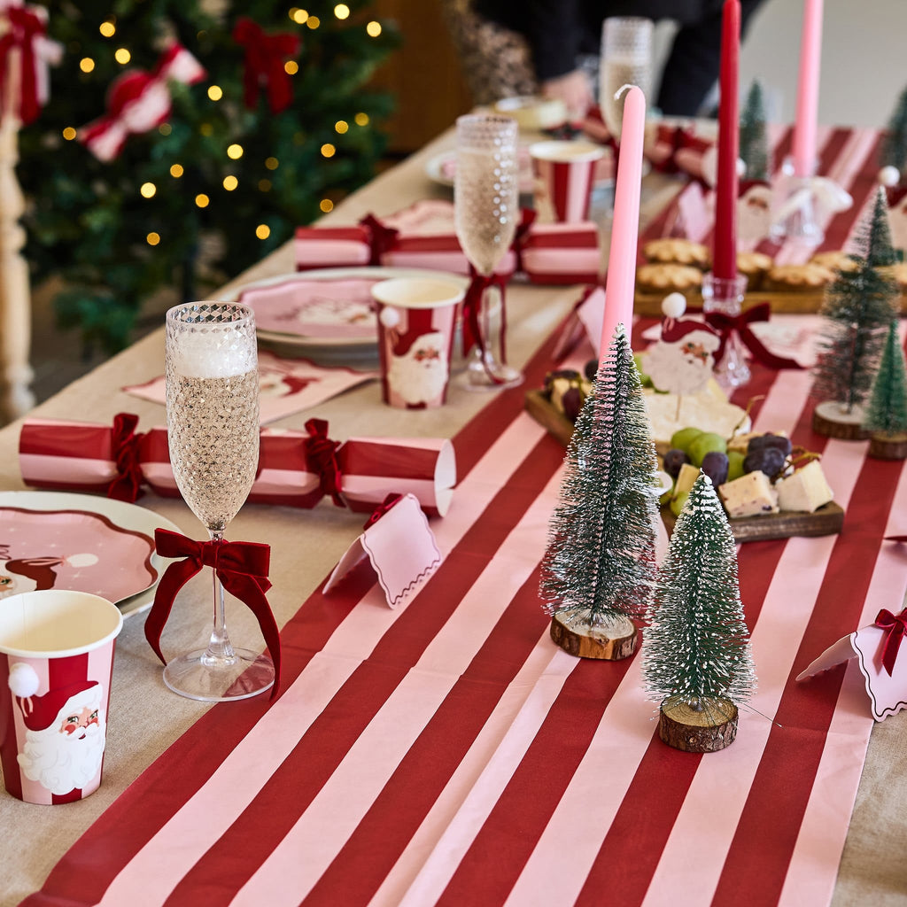 Pink & Red Stripe Paper Tablecloth | Hootyballoo Christmas Tableware Tablecloths Pink & Red Stripe Paper Tablecloth