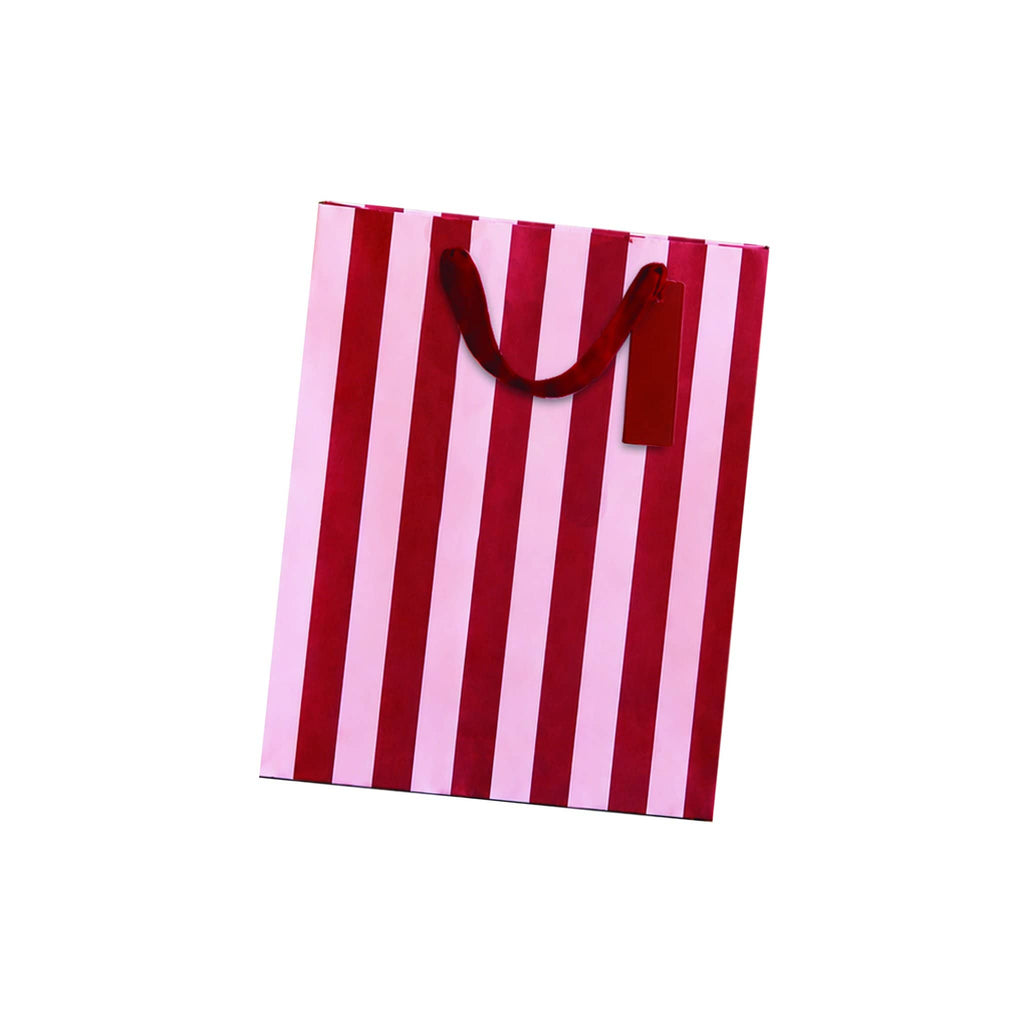 Pink & Red Striped Small Gift Bag | Hootyballoo Christmas Gift Bags Gift Bags Pink & Red Striped Small Gift Bag