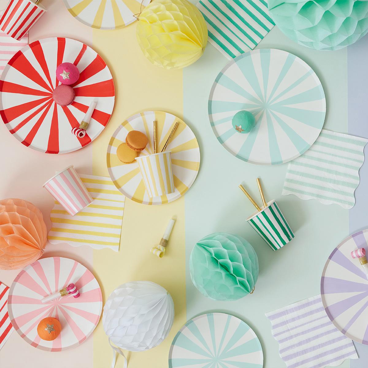 Pink Stripe Dinner Party Plates x 8 | Meri Meri party plates Pink Stripe Dinner Party Plates x 8