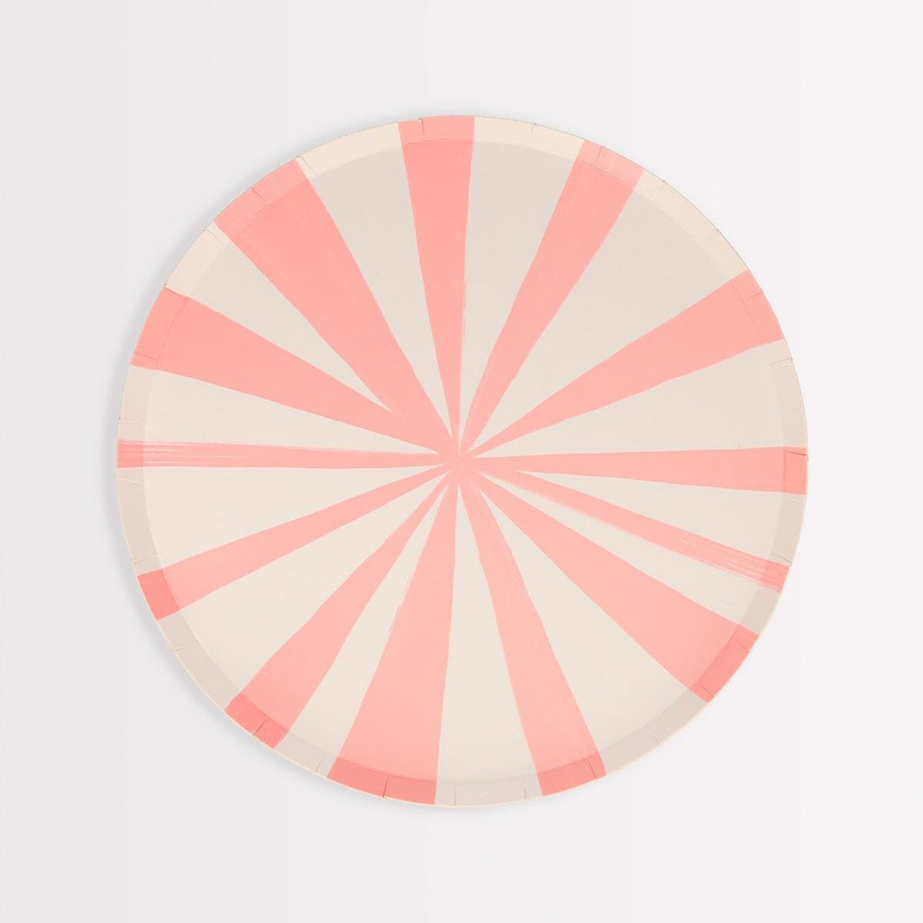 Pink Stripe Side Party Plates x 8 | Meri Meri party plates Pink Stripe Side Party Plates x 8