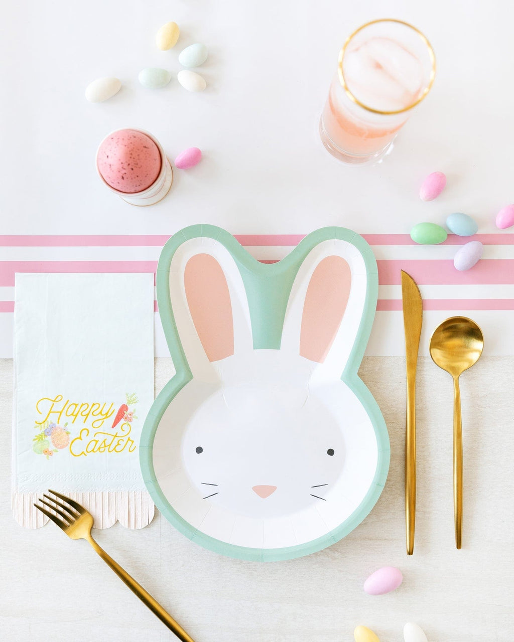 table runner Pink Striped Easter Table Runner