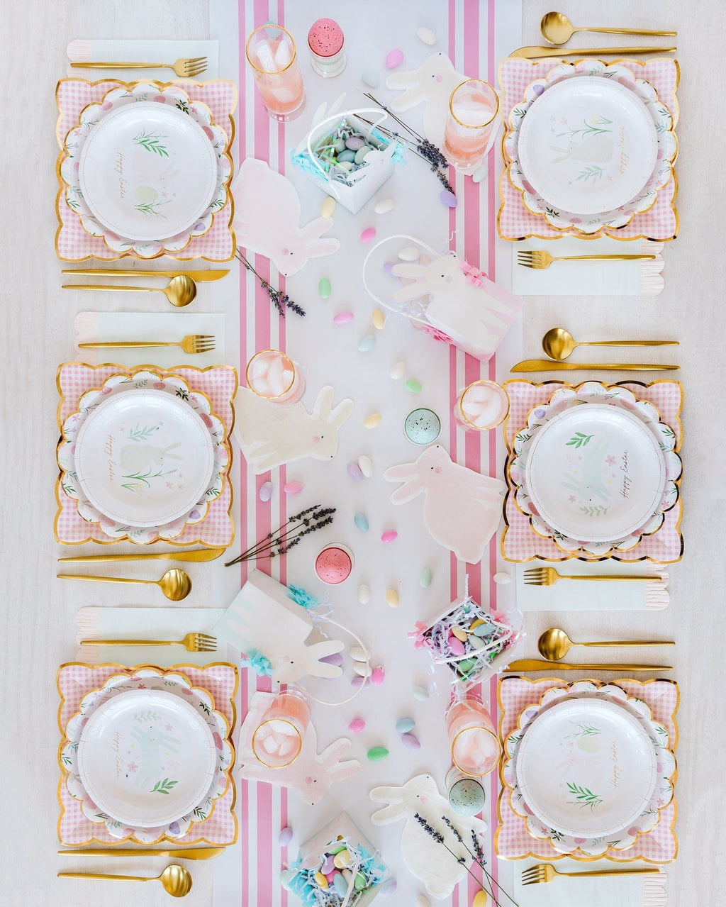 table runner Pink Striped Easter Table Runner