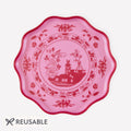 Pink Vintage Botanical Reusable Small Party Plates x 4 | Meri Meri party plates Pink Vintage Botanical Reusable Small Party Plates x 4
