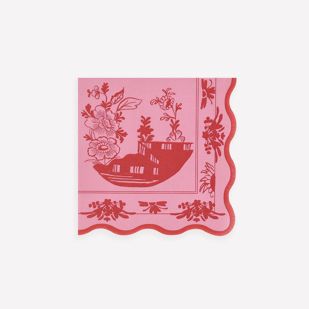 Pink Vintage Botanical Small Napkins x16 | Meri Meri | Little Big Party Napkins Pink Vintage Botanical Small Napkins x16
