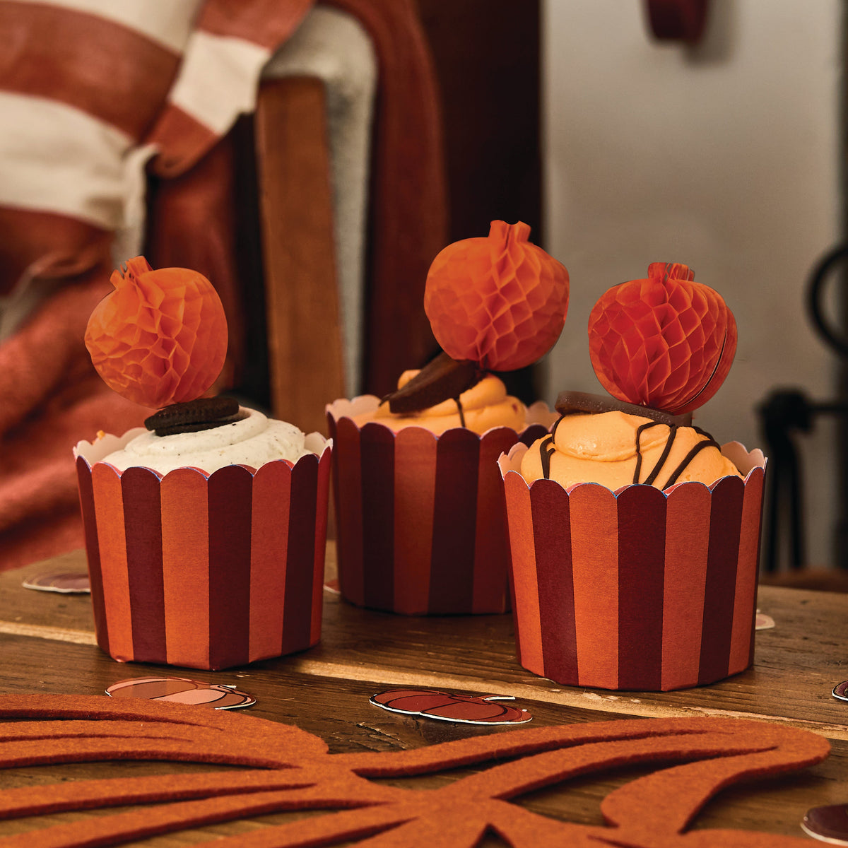 Pumpkin Honeycomb Food Picks & Food Cup Set | Halloween Party Supplies UK Tableware Pumpkin Honeycomb Food Picks & Food Cup Set x 10