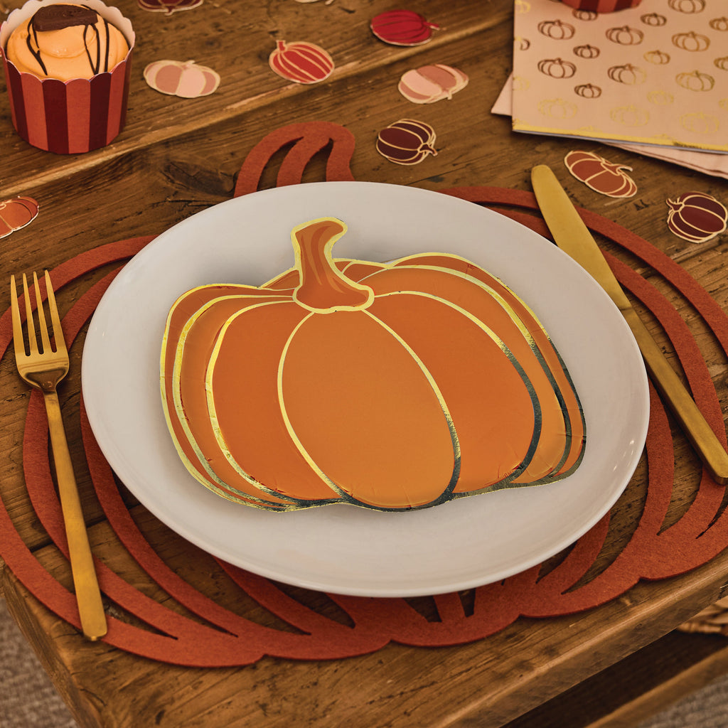 Pumpkin Paper Plates x 8 | Halloween Party Supplies UK Disposable Plates Pumpkin Paper Plates x 8