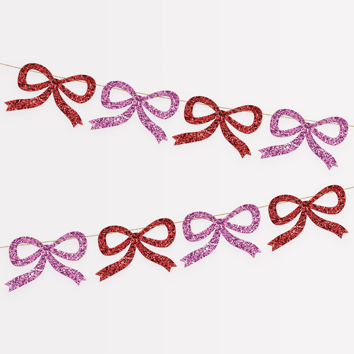 Red & Pink Glitter Bow Christmas Garland | Meri Meri Christmas Bows Bunting Red & Pink Glitter Bow Christmas Garland