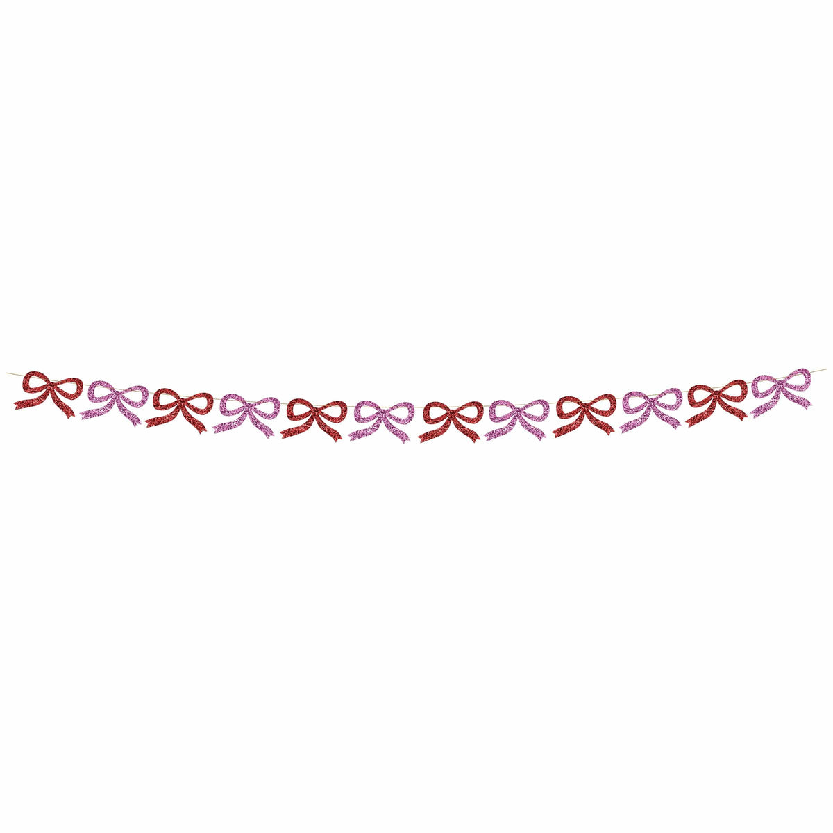 Red & Pink Glitter Bow Christmas Garland | Meri Meri Christmas Bows Bunting Red & Pink Glitter Bow Christmas Garland