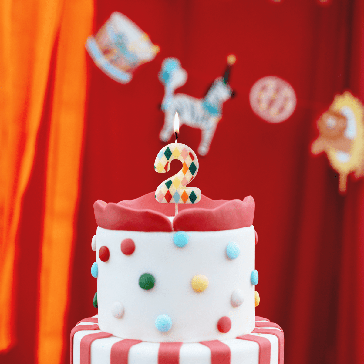 Rhombus Number 2 Candle - Circus Theme Party Supplies Birthday Candles Rhombus Number 2 Candle