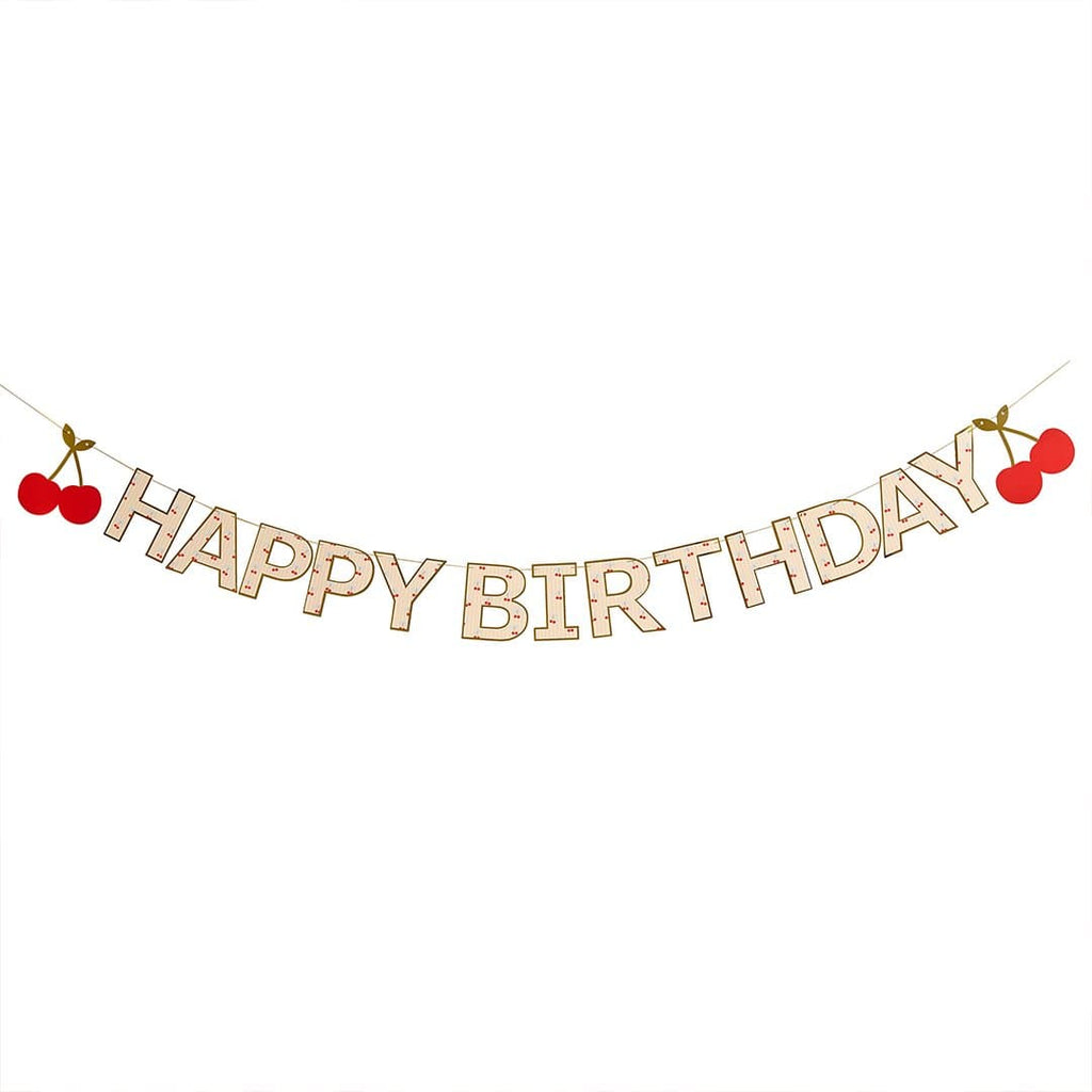Rococo Cherries Happy Birthday Banner - Cherry Party Supplies Banners Rococo Cherries 'Happy Birthday'  Banner