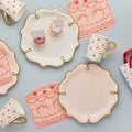 Rococo Striped Paper Plates Pink - Cherry Party Tableware x 8 Disposable Plates Rococo Cherries Striped Paper Plates - Pack of 8
