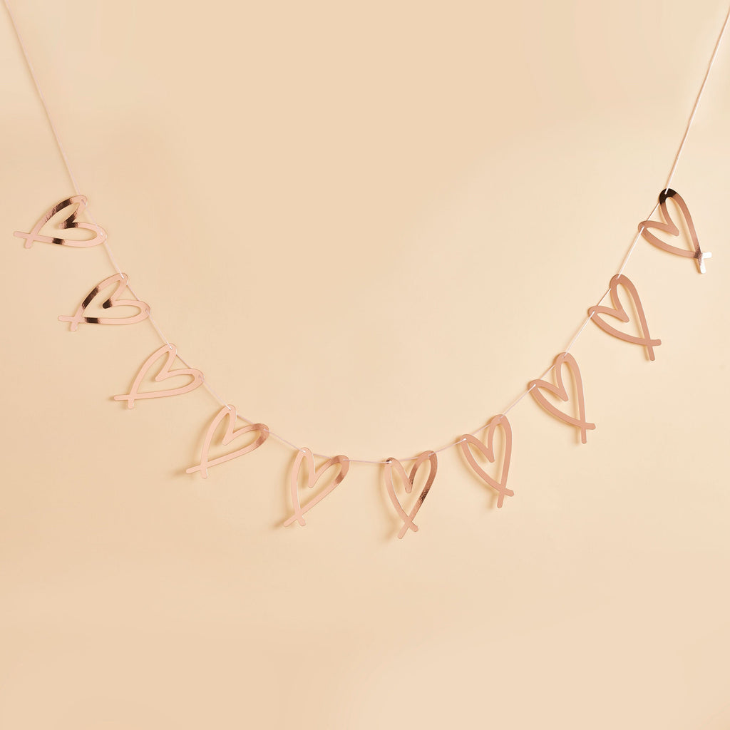 Party & Celebration Rose Gold Heart Garland