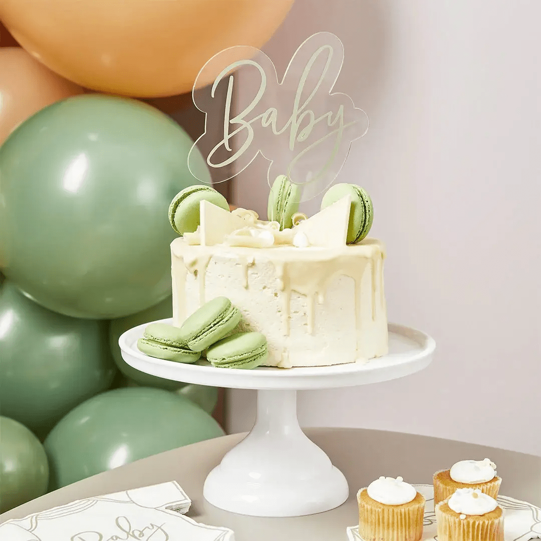 Sage Green Baby Shower Cake Topper - Eucalyptus Baby Shower Supplies Cake Topper Sage Green Baby Shower Cake Topper
