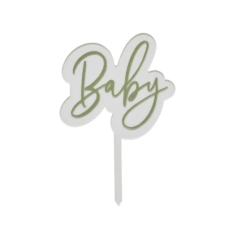Sage Green Baby Shower Cake Topper - Eucalyptus Baby Shower Supplies Cake Topper Sage Green Baby Shower Cake Topper
