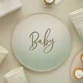 Sage Green Baby Shower Paper Plates x 8 - Eucalyptus Baby Shower Supplies Disposable Plates Sage Green Baby Shower Paper Plates x 8