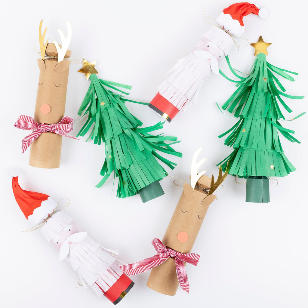 Santa, Reindeer & Tree Christmas Crackers x 6 | Meri Meri Christmas Crackers christmas crackers Santa, Reindeer & Tree Christmas Crackers x 6
