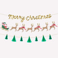 Santa, Sleigh & Reindeer Christmas Garland Set | Meri Meri Christmas Garlands Bunting Santa, Sleigh & Reindeer Christmas Garland Set