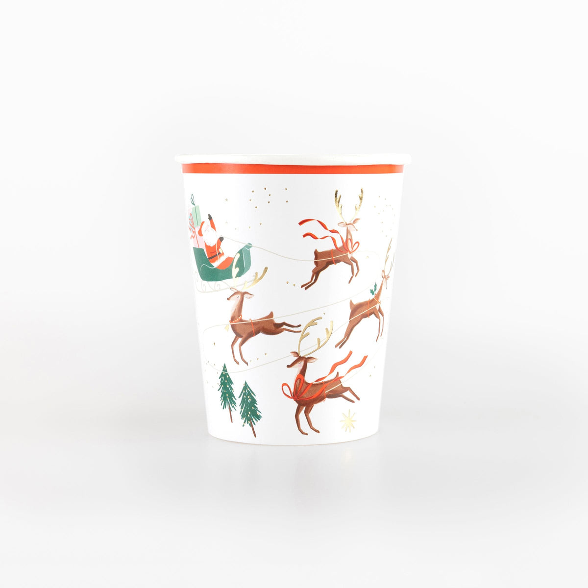 Santa, Sleigh & Reindeer Christmas Party Cups x 8 | Meri Meri Christmas Table party cups Santa, Sleigh & Reindeer Christmas Party Cups x 8