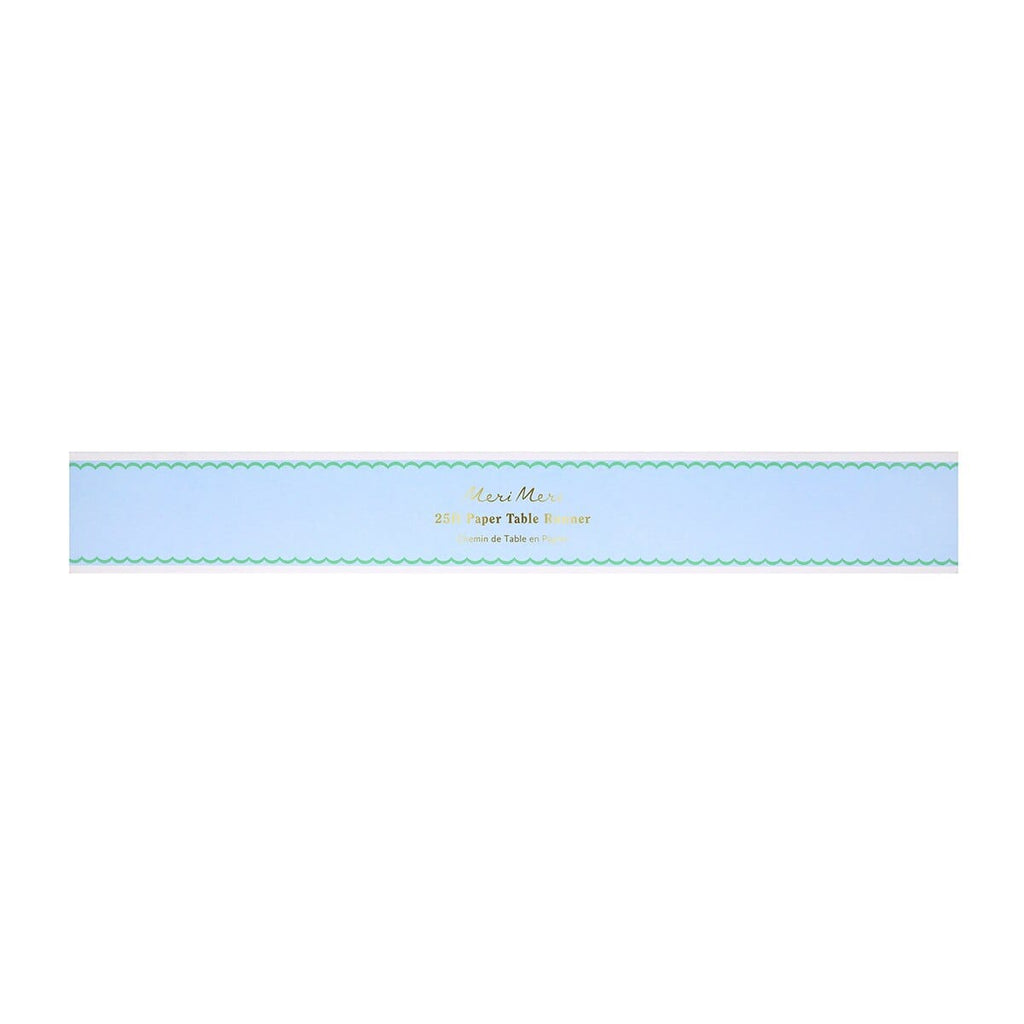 Scalloped Edge Blue Green Paper Table Runner | Meri Meri Tableware Scalloped Edge Blue Green Paper Table Runner