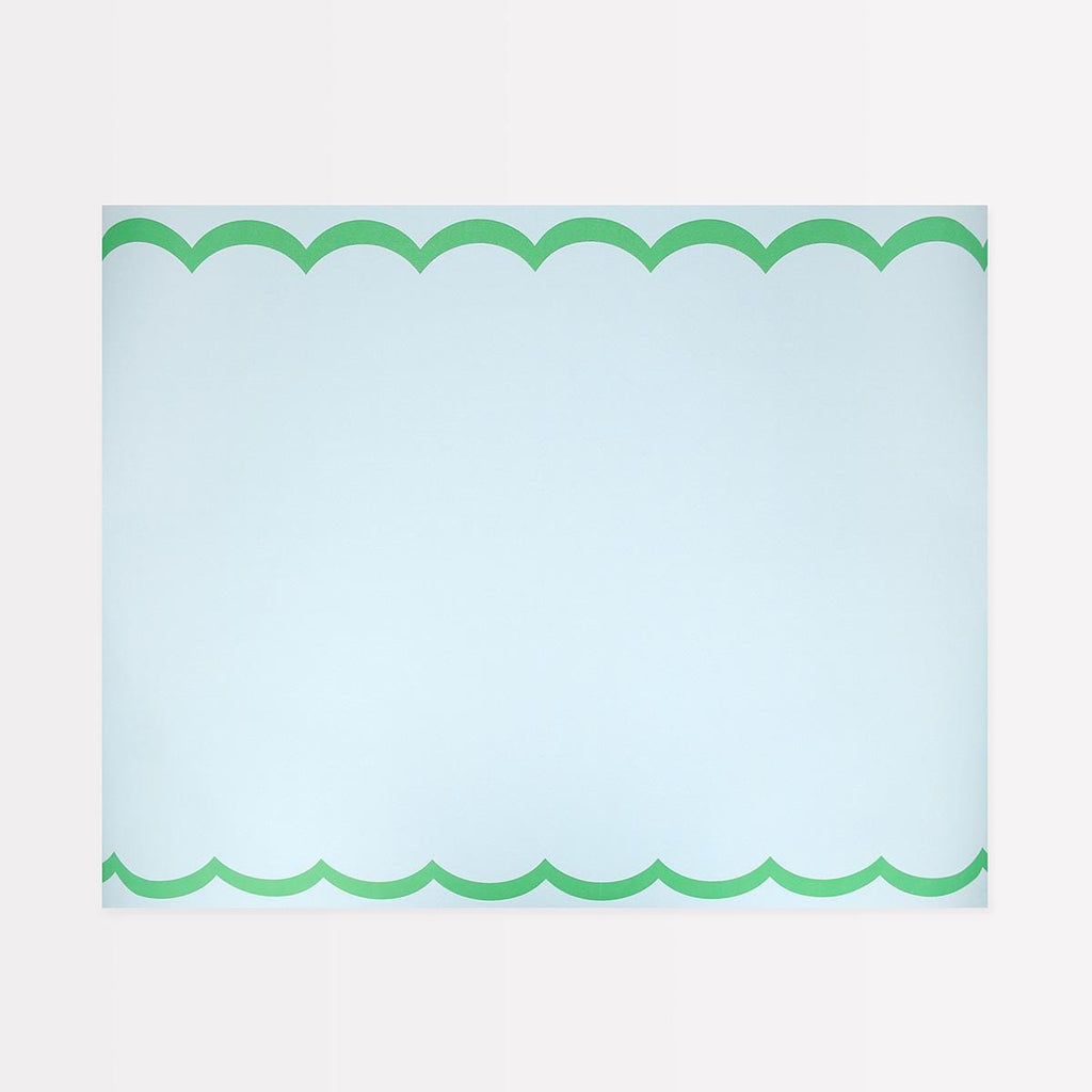 Scalloped Edge Blue Green Paper Table Runner | Meri Meri Tableware Scalloped Edge Blue Green Paper Table Runner